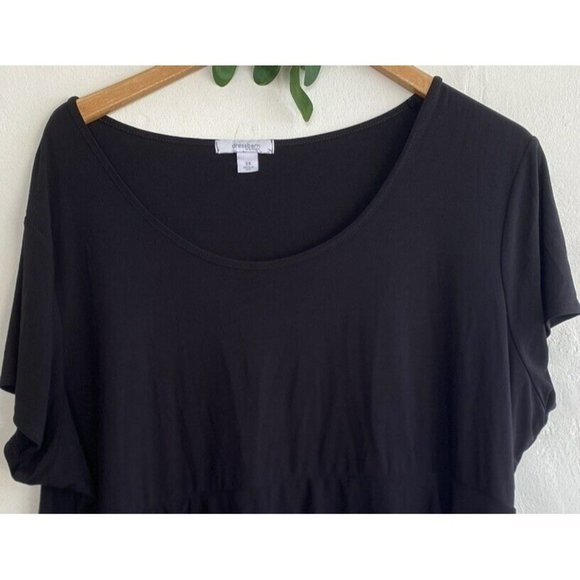 COPY - Dress Barn Top Short Sleeve Black Layered Plus Size 3X Scoop Neck Slinky - Picture 2 of 9